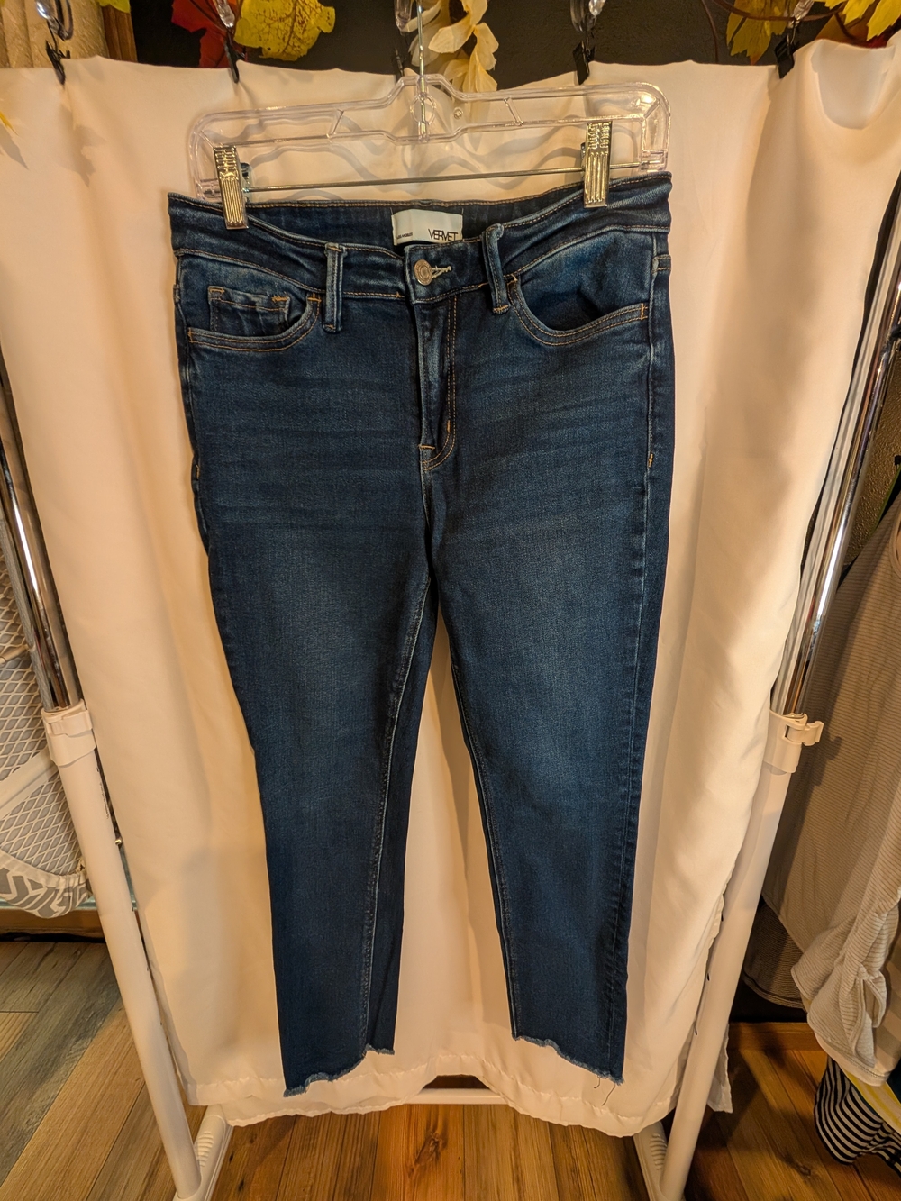 VERVET by Flying Monkey Dark Wash Raw Hem Skinny Jeans Size 29